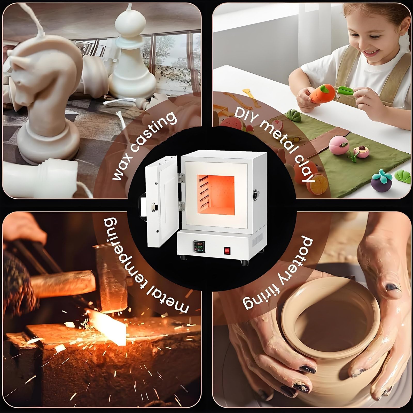 Horno De Mufla Eléctrico De Laboratorio 2000W, Horno Cerrado De Fibra Cerámica 1150℃ Con Pantalla De Temperatura, Para Joyería, Fundición De Metales, Esmaltado De Cerámica Y Fundición De Metales