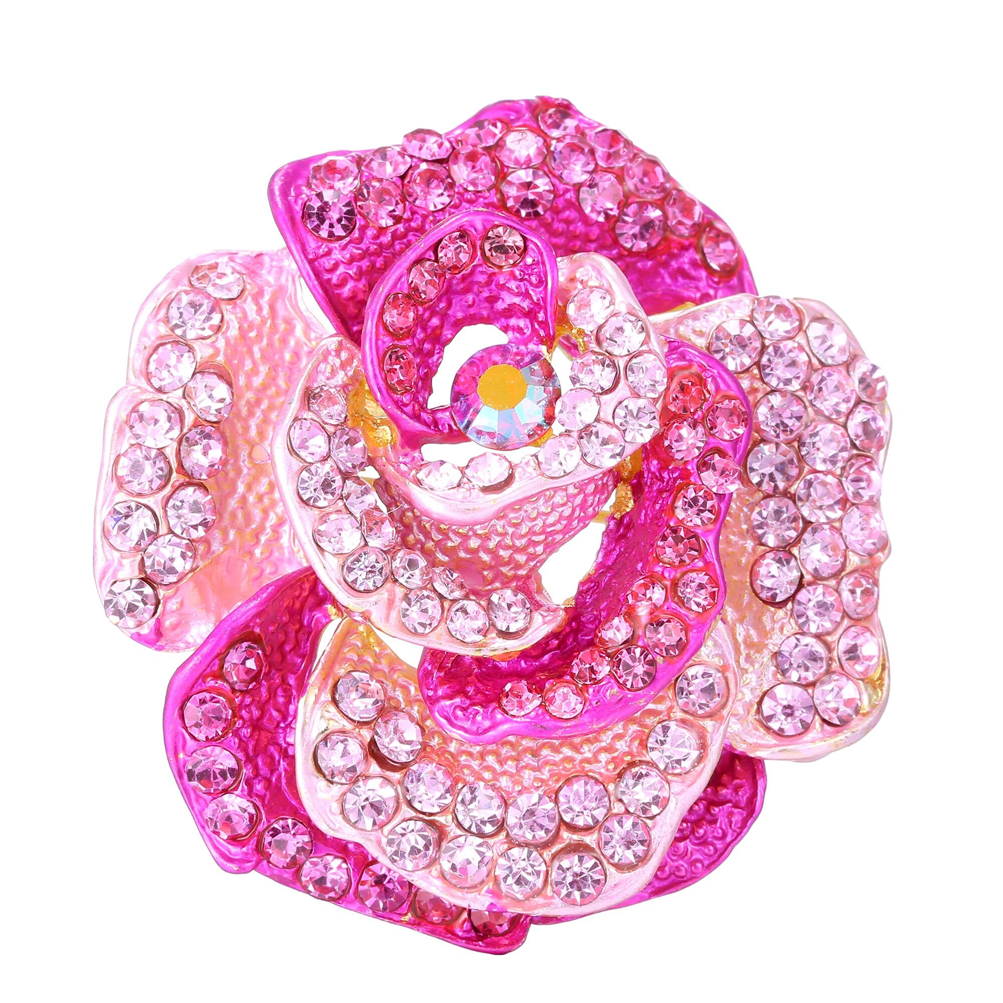 Spilla di Fiori di Rosa Smaltata Rossa per Le Donne Strass Imitazione Perle Spille di Fiori Eleganti Amanti Gioielli di Fidanzamento