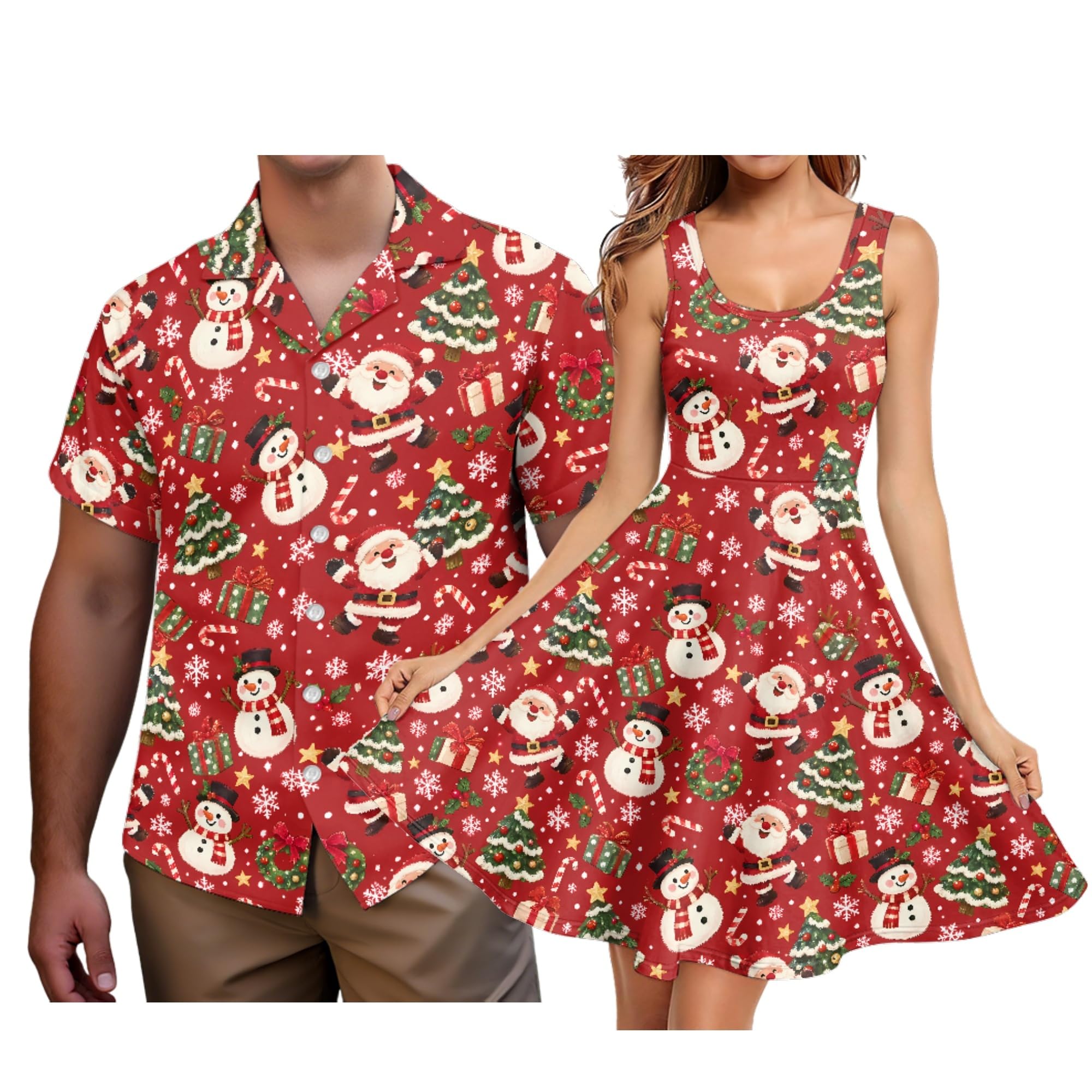 Hawaii Matching Couple Outfits Husband and Wife Clothing Fashionable Mens Casual Shirts Hawaii Dress with Soft Fabric