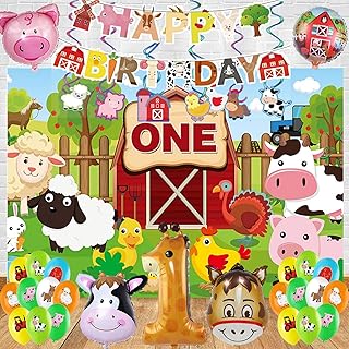 Farm Animals Theme Party Decorations One Number Balloons Farm Barn Animals Backdrop Banner Farmhouse Animals Decor Party Farm Animal Balloons 1st Birthday Party