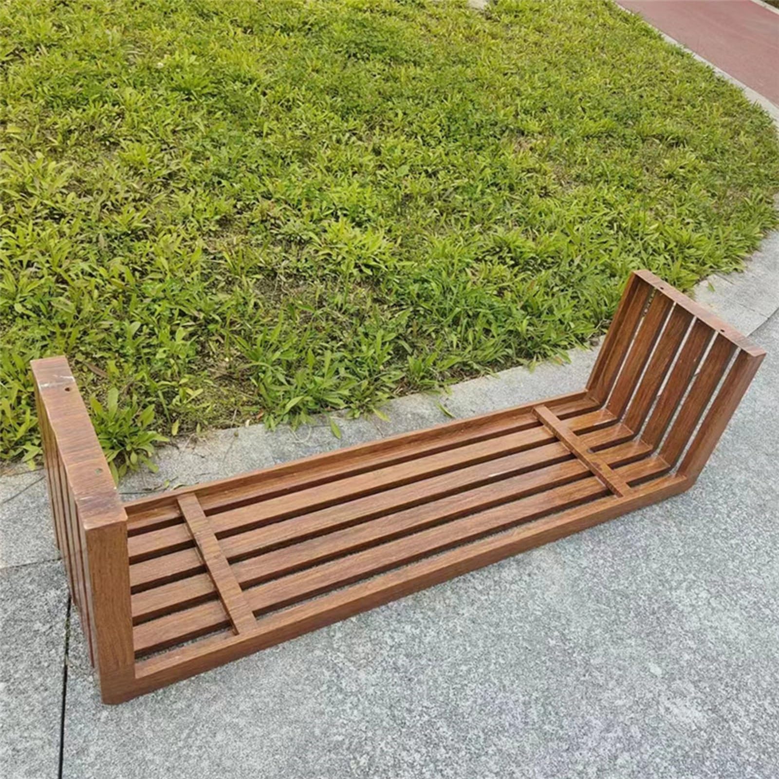 Gartenbank Metall, Holzbank, Gartenbänke, Zwei-Personen-Sitzbank Ohne Rückenlehne, Geeignet for den Strand im Freien, Zum Sonnenbaden, auf der Terrasse(Brown,100cm/39in)
