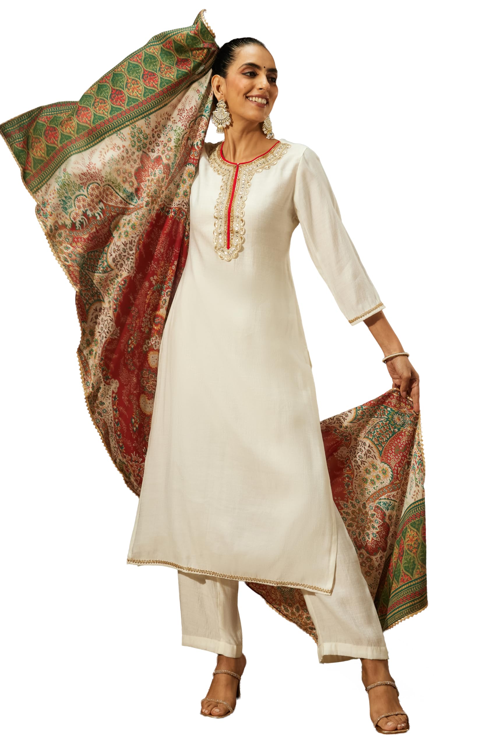 janasya Women's Off White Silk Blend Embellished Straight Kurta Set-picture-23