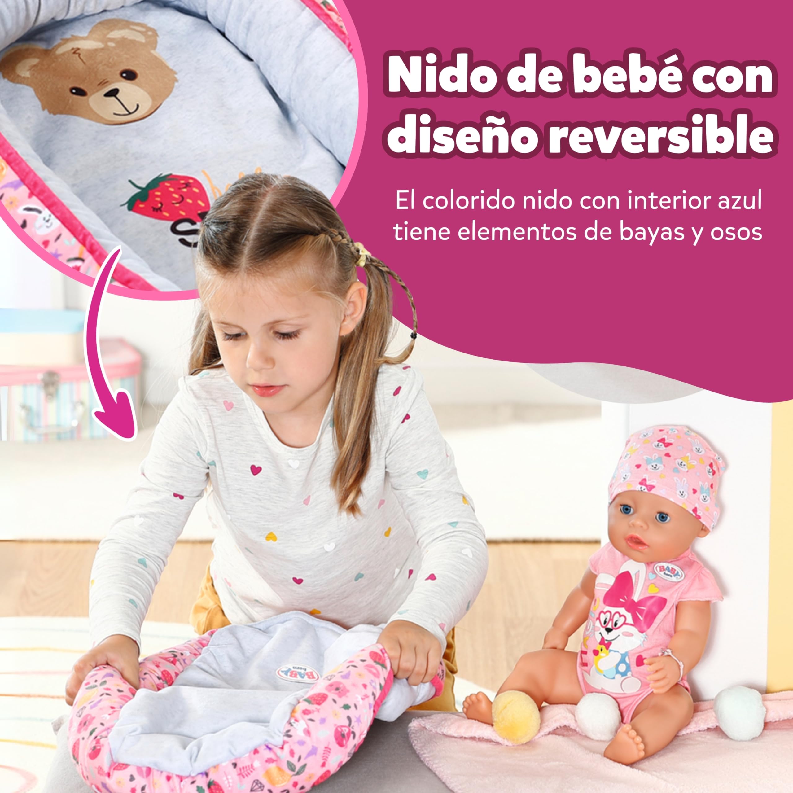 Baby Born Baby Nest - para Todas Las muñecas de 36 cm y 43 cm - Accesorios muñecas - Apto para niños a Partir de 3 años