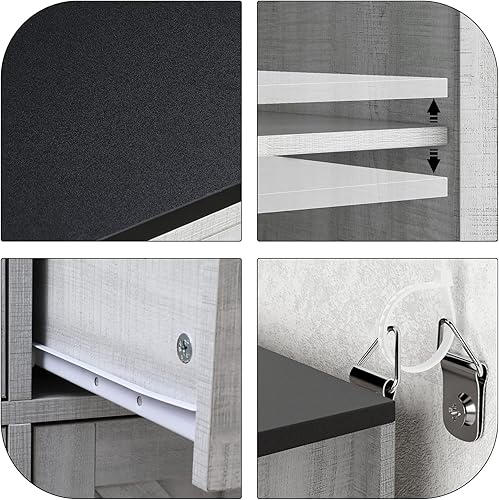 Miniatura 7 de FOTOSOK Armario de almacenamiento de madera con puertas armario de buffet de granja con cajones y estante ajustable armario de mesa de consola de