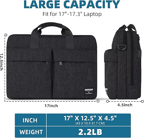 Miniatura 2 de KINGSLONG Maletín para laptop de 17.3 pulgadas para hombres y mujeres, bolsa de mensajero para laptop con correa para el hombro, bolsa cruzada de