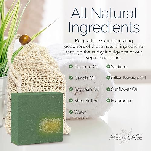 Miniatura 5 de Self-tanners - Barra de jabón natural con bolsa de sisal, juego de barra de jabón artesanal vegano para mujeres, jabón corporal en bolsa de jabón,