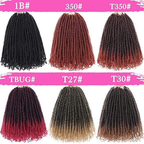 Miniatura 7 de COOKOO 9 paquetes de extensiones de cabello sintético pretrenzado con micro torsión de 6 pulgadas, color negro natural, mini Passion Twist de