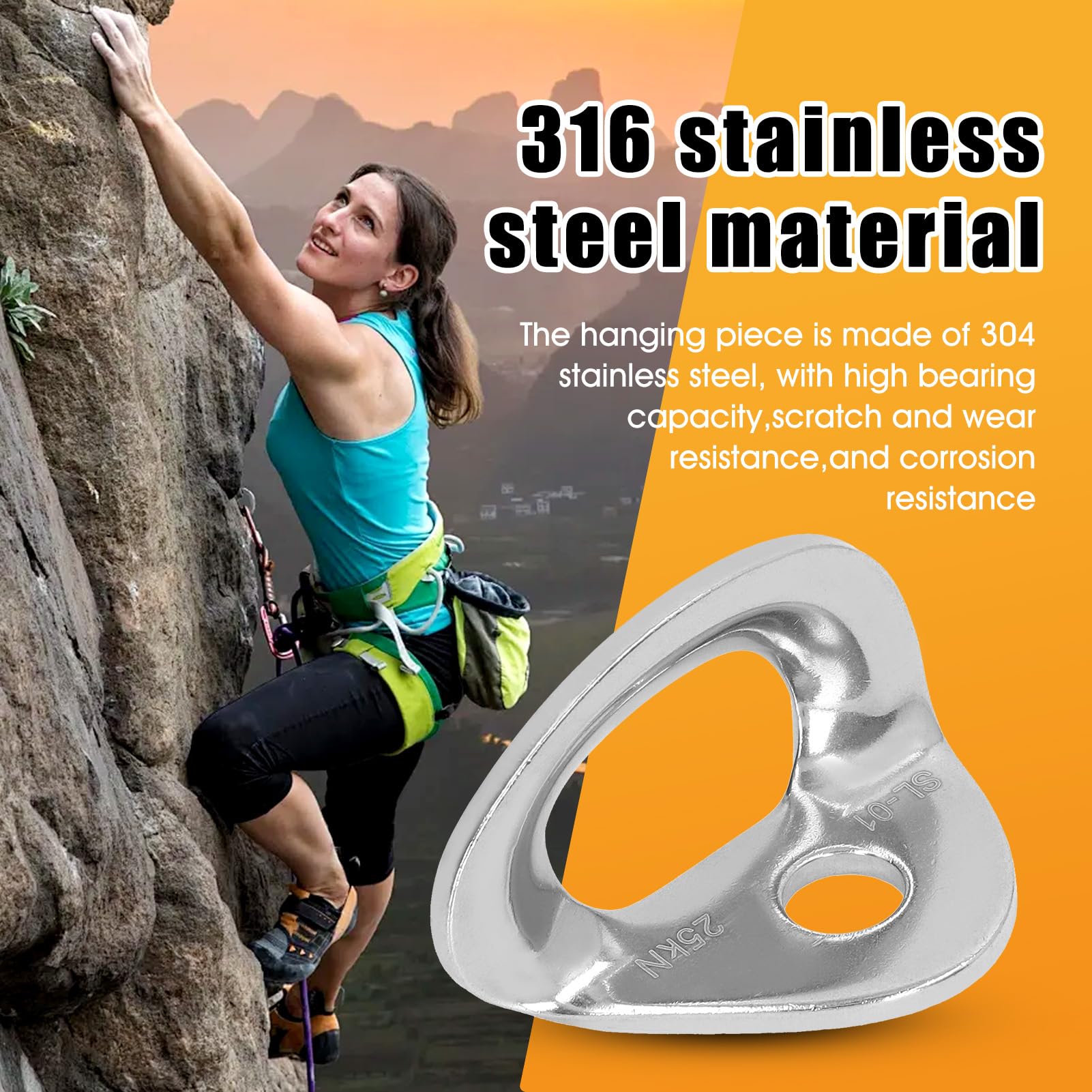 Yosoo Health Gear Pernos de Anclaje para Escalada, Acero Inoxidable 316, 10 Piezas, para Rappel, Trabajos Aéreos, Instalación de Hamacas