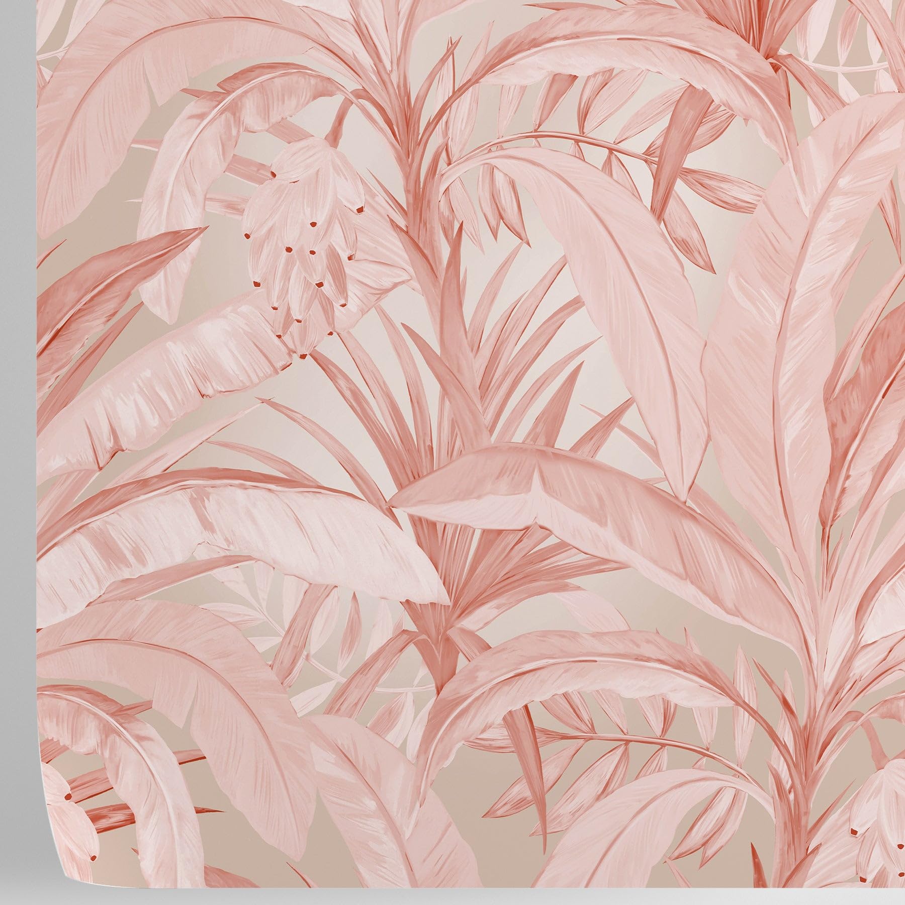 Papier peint écologique facile à poser décoration murale amovible jungle tropicale rose