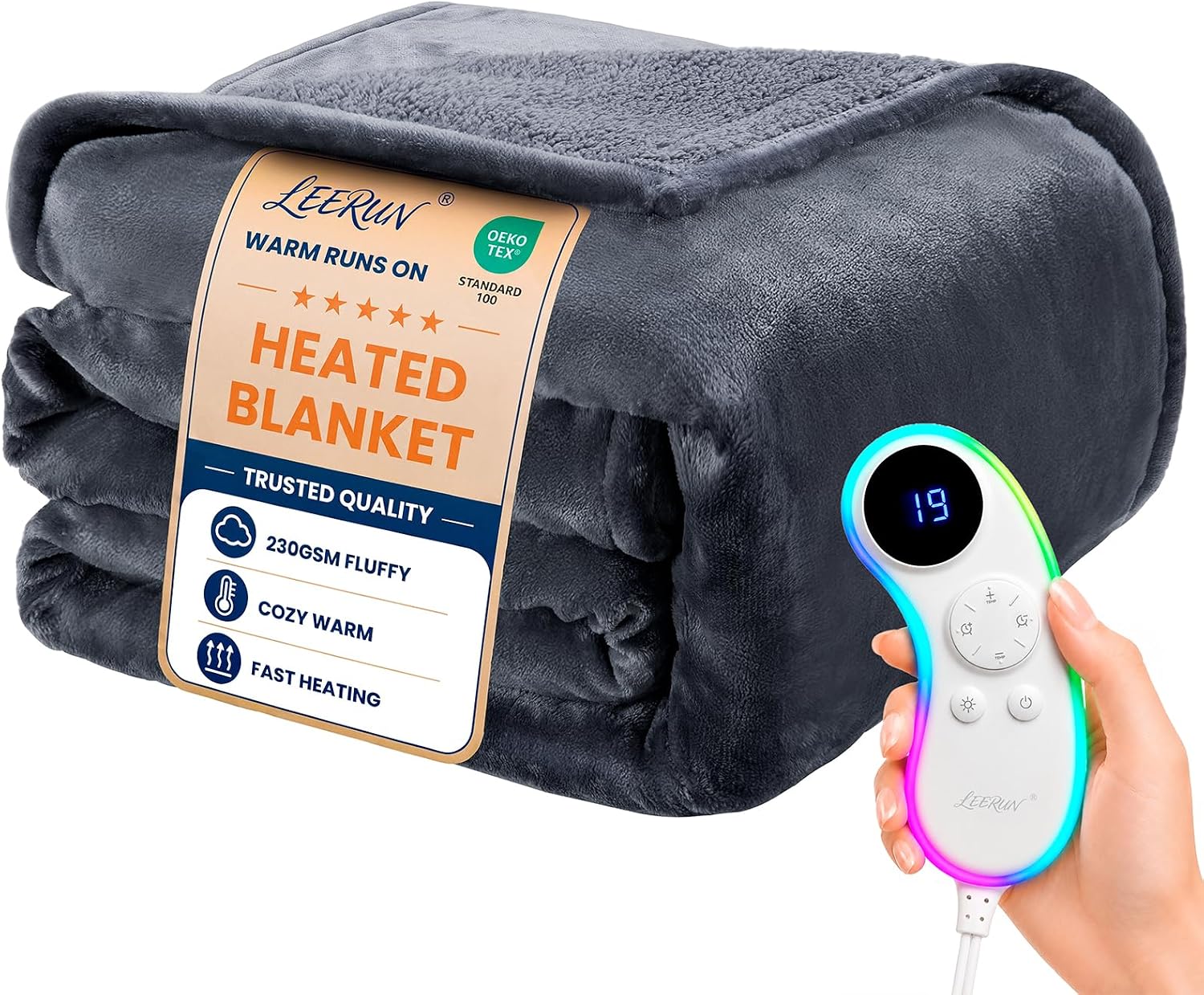 Soft Heated Blanket Throw: Fluffy 220GSM Flannel Sherpa Cozy Warm