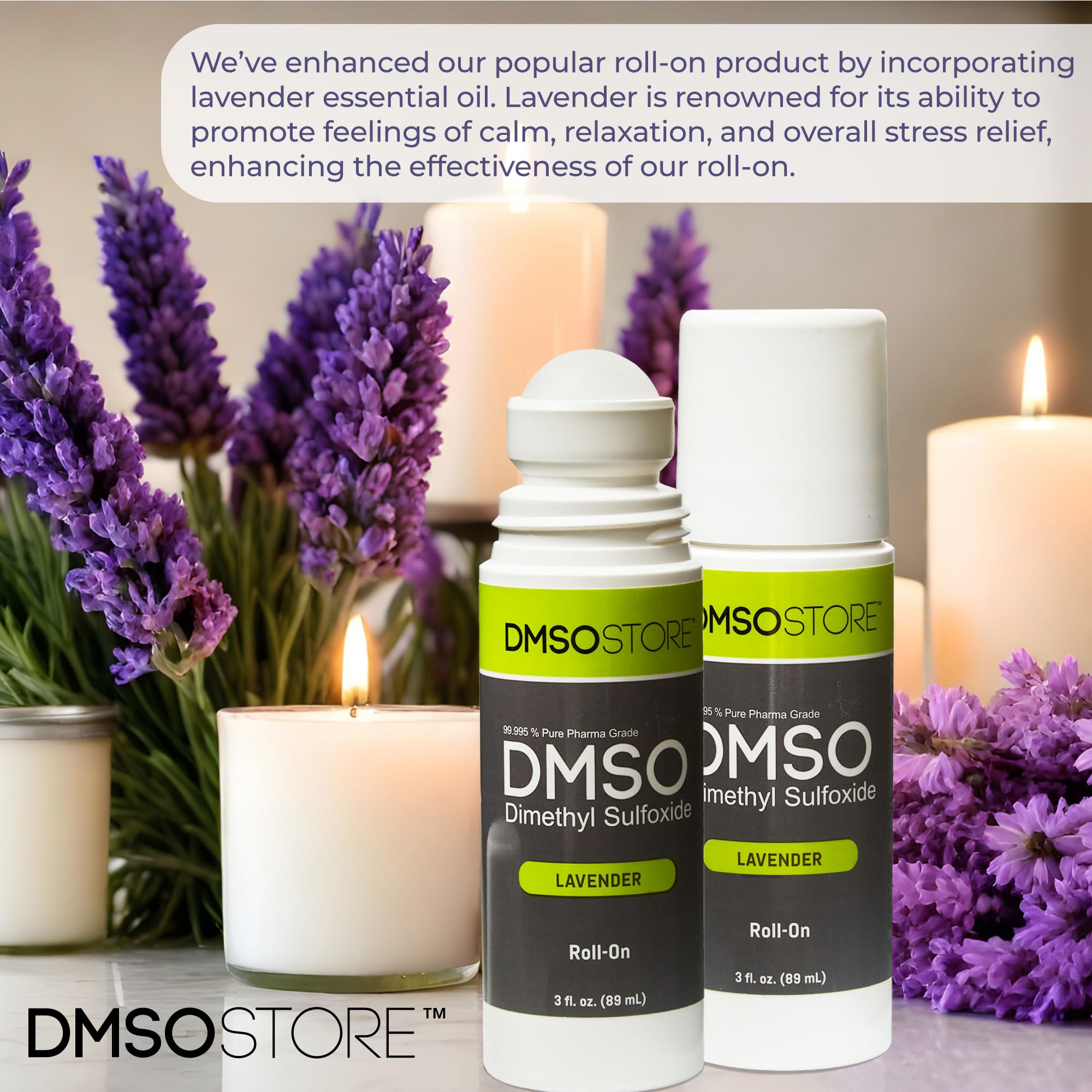Lavender DMSO Roll-On 3 oz, 99.995% Pharma Grade (2-Pack)