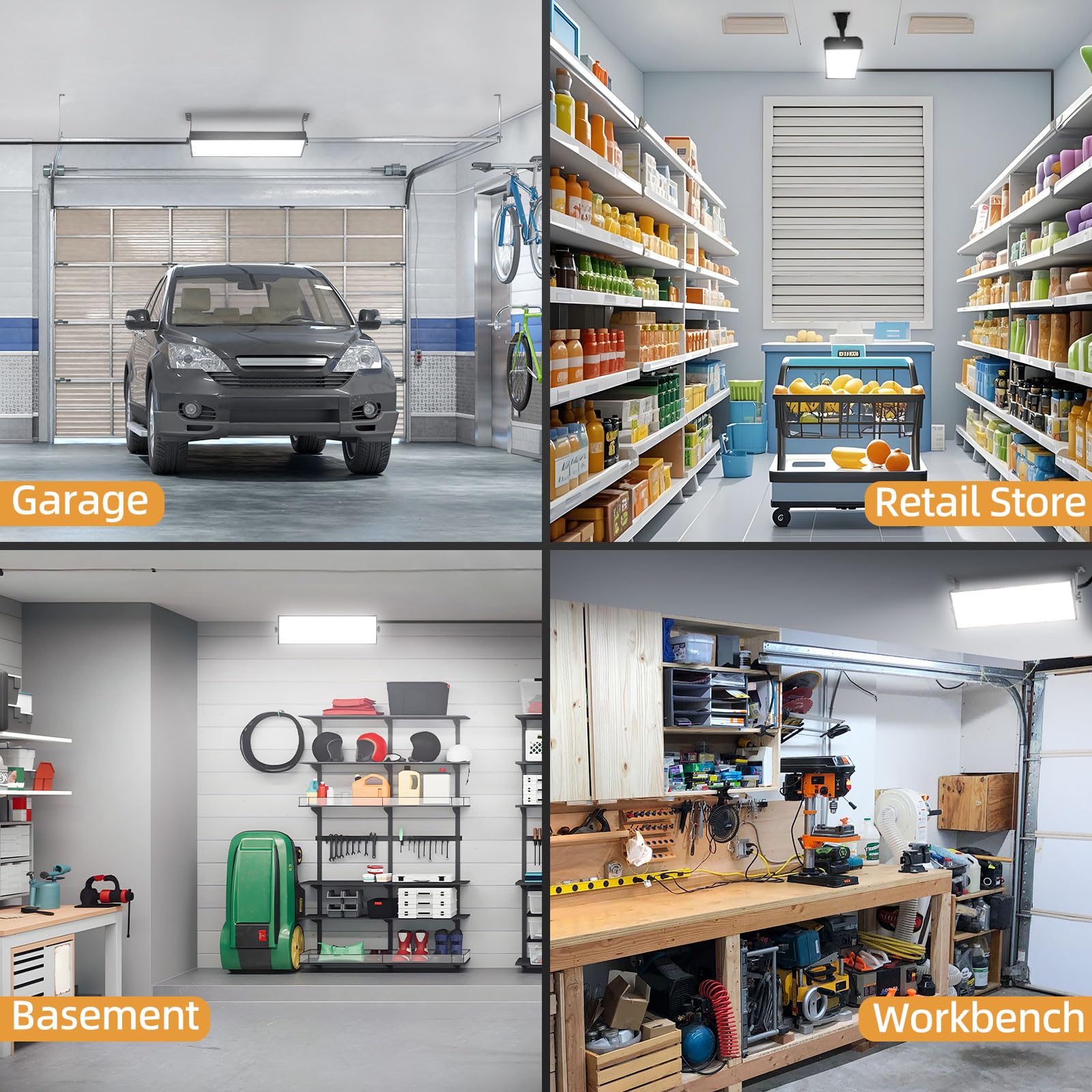 180W LED Shop Lights with 10FT Cord Swtich Aluminum 20000LM Ultra-Bright Garage Light 5000K Daylight IP66 Waterproof Bay — view 8