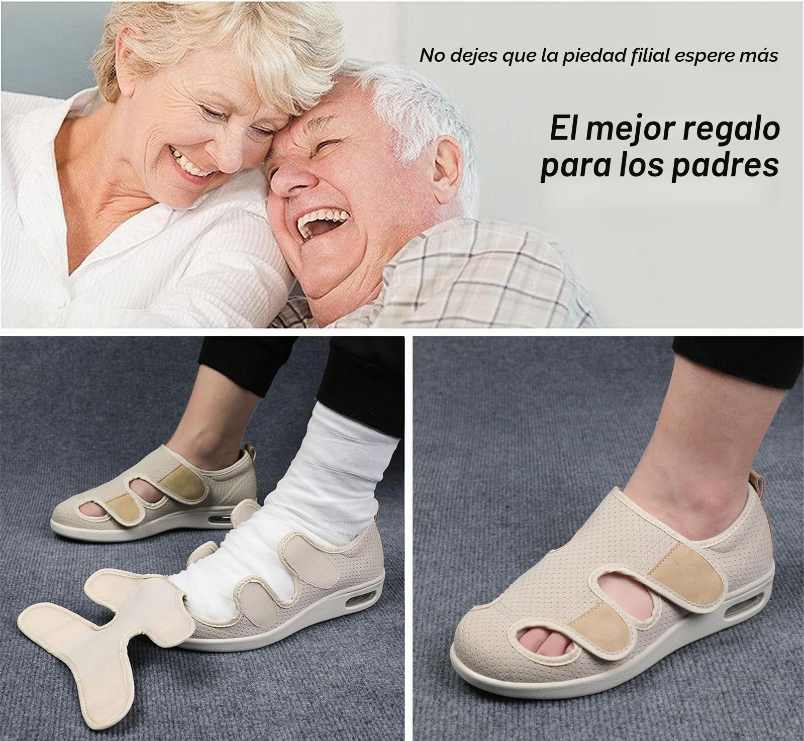 Zapatos para diabéticos para mujer zapatillas hinchadas con Edema Extra ancho zapatos ajustables para caminar para ancianos artritis Edema pies hinchados pulgar en valgo