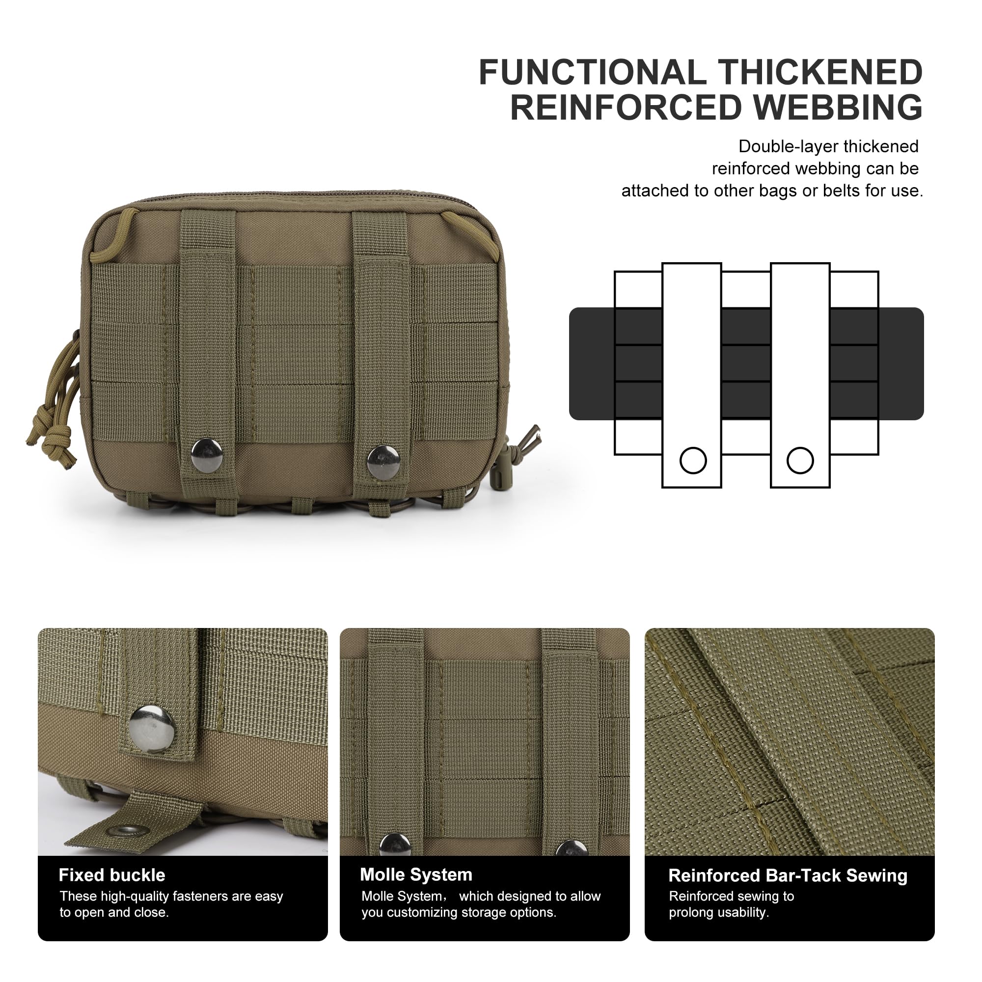Mardingtop EDC Pouch Taktische Gürteltasche Mit Mehreren Fächern Und Klettfeld Für Outdoor Camping Militär Und Täglichen Gebrauch Mit Schultergurt Auch Als Nutzbar