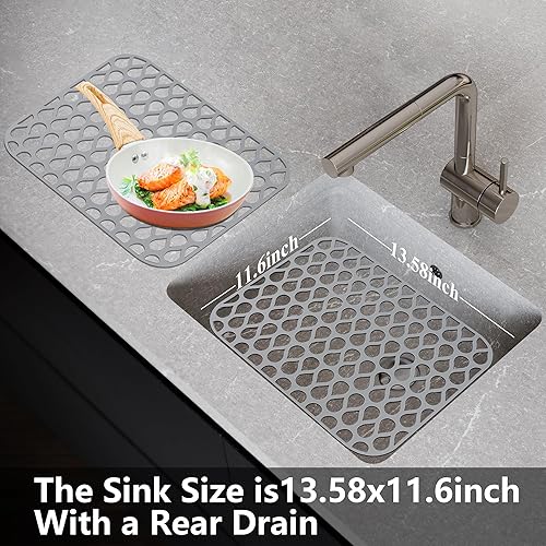 Miniatura 5 de Protectores de fregadero para fregadero de cocina, tapetes de fregadero de 13.58 x 11.6 pulgadas, 2 alfombrillas de silicona para fregadero de