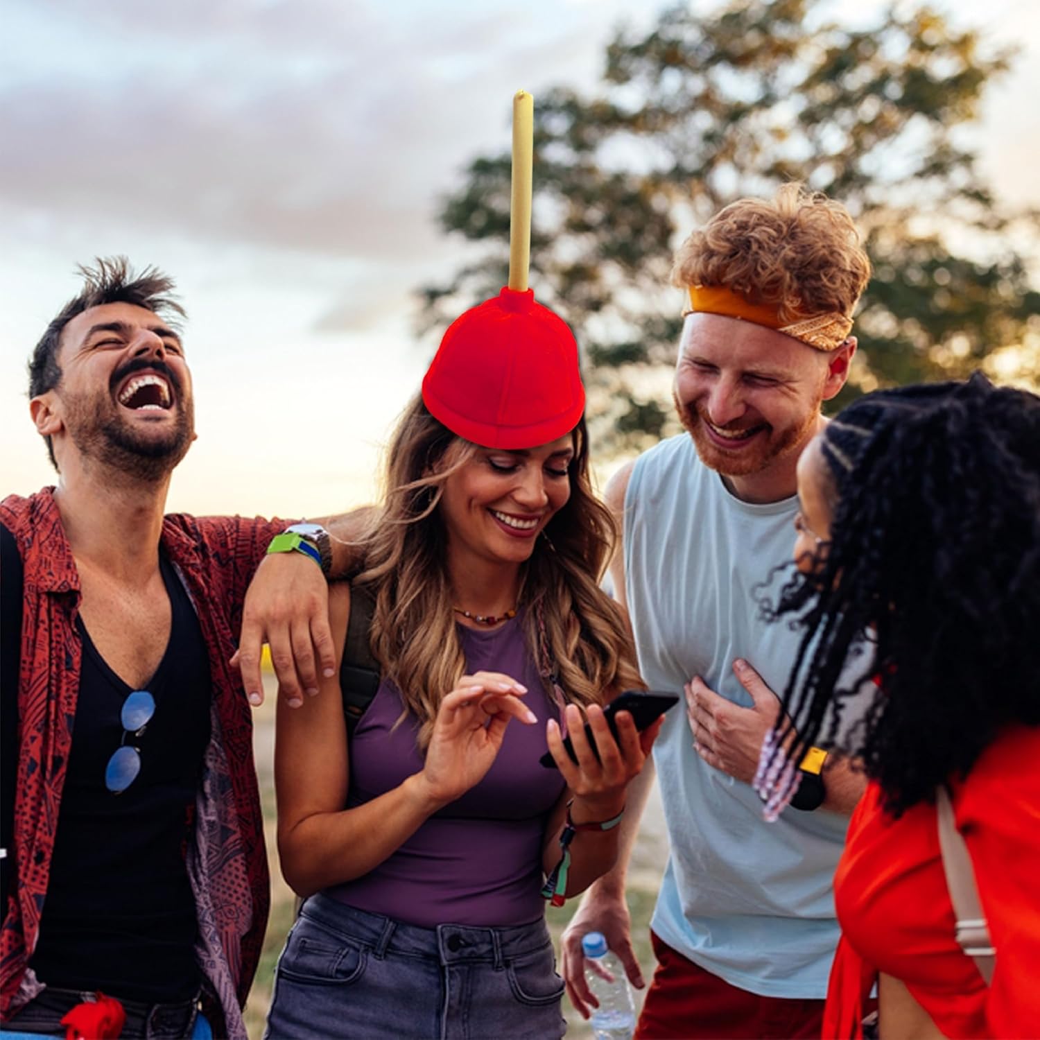 Nicky Bigs Novelties Toilet Hat, Plunger Hat, Dunce Cap, Crazy Hats For Adults, Funny Hats For Adults - Red - Image 8