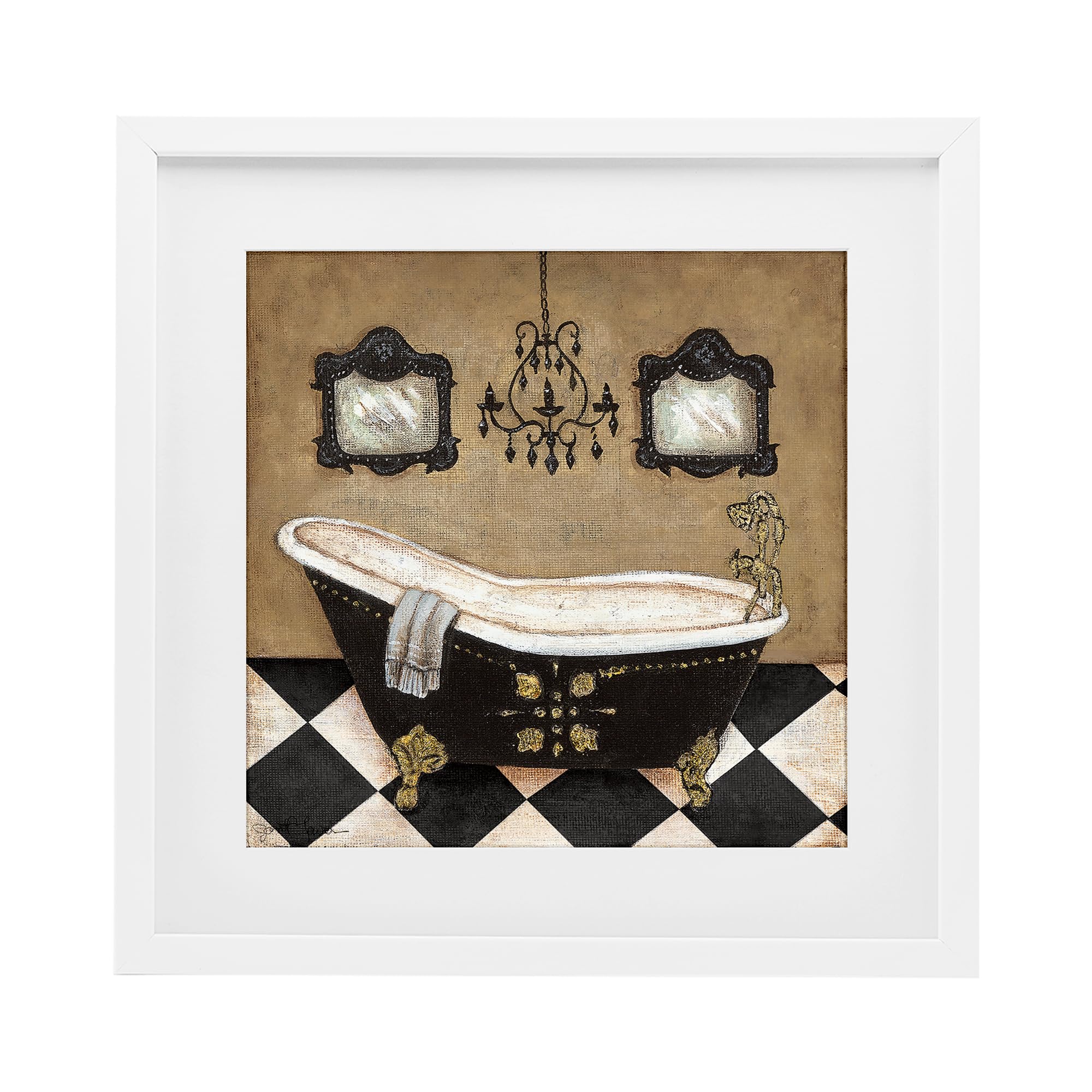 Stupell Industries Coastal White (Textured) 'Elegant Vintage Bathtub'| Framed Print Under Glass