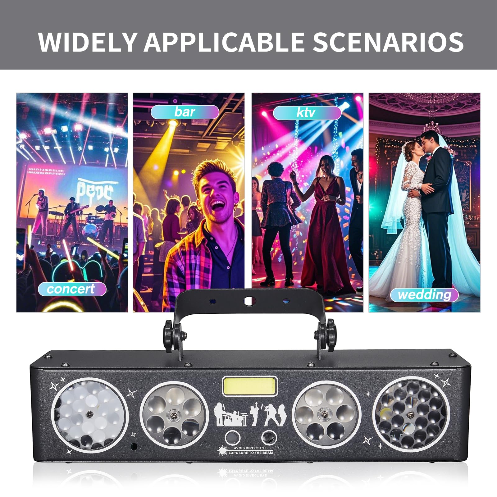 XJG01 Lumière disco LED RVB pour DJ, contrôlée par la musique, projecteur à effet DMX pour bar, KTV, réunion de famille, mariage, anniversaire, Halloween