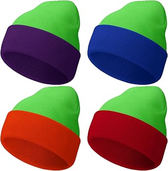 4 Pcs Knit Beanies, Halloween Cosplay Accessories Men Women