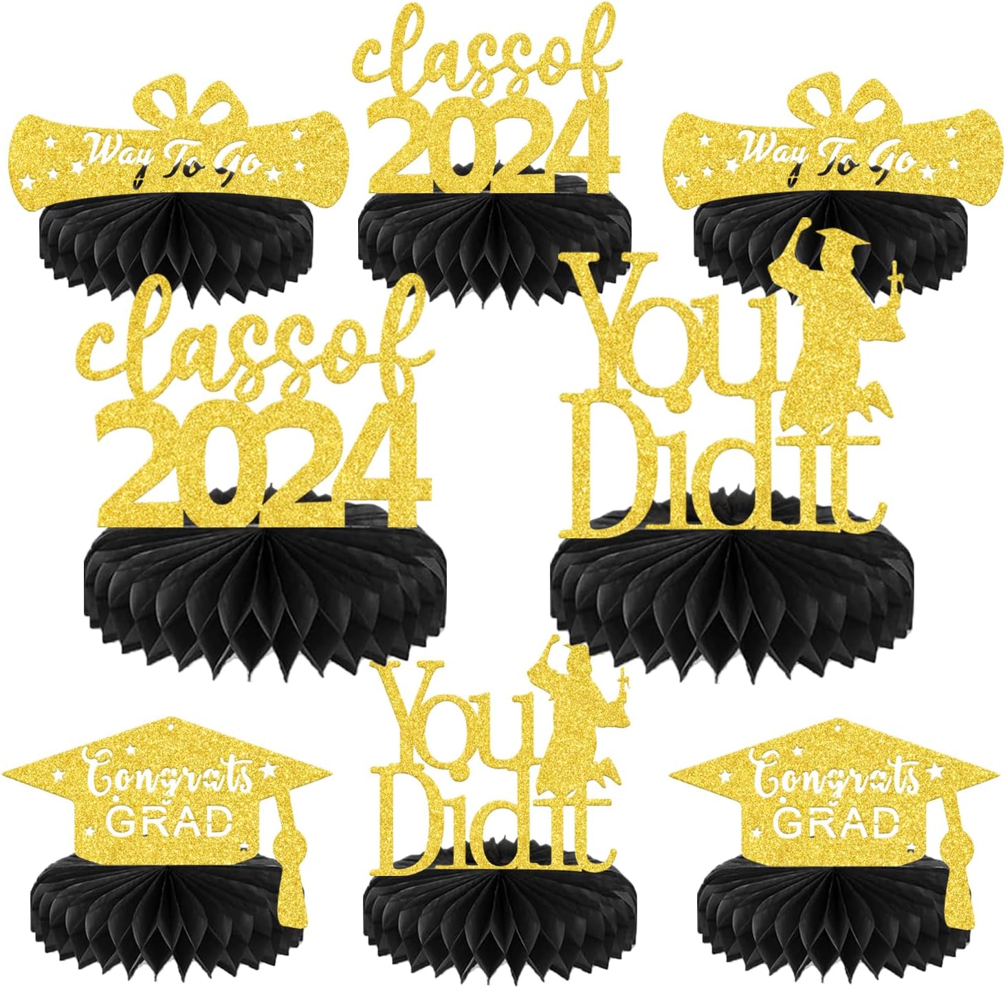 KEWUFD 8 PCS Graduation Centerpiece Class of 2024