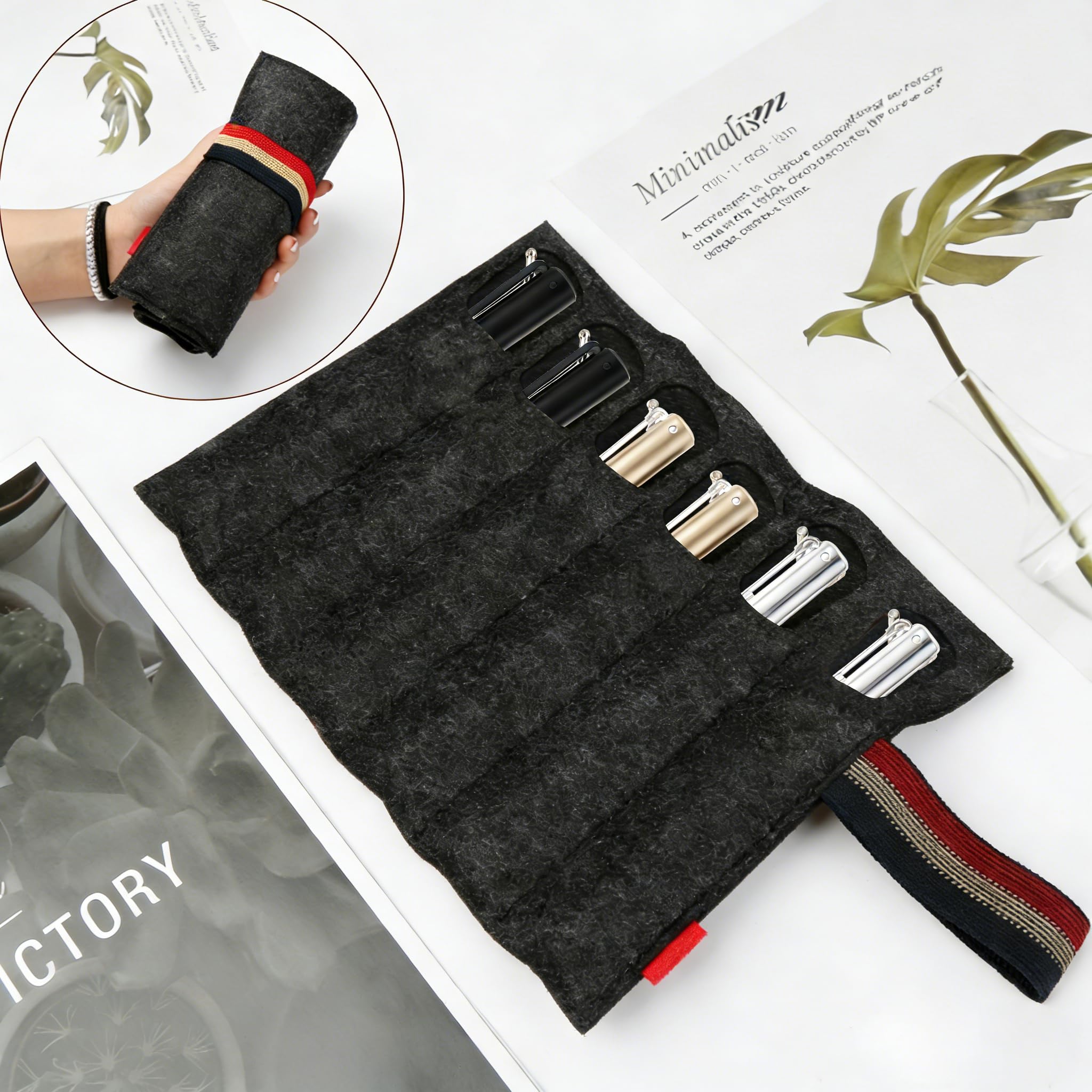Geometryczne długopisy z filcowym etui do przechowywania, długopisy żelowe Fidget dla dorosłych, kreatywne, deformujące, zabawne długopisy do szkoły, domu, artykułów biurowych, czarny atrament