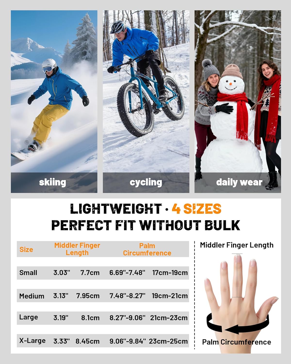 GXCROR Waterproof Winter Gloves for Men & Women, Touchscreen 3M Thinsulate Thermal Gloves for Skiing, Cycling, Snow Shoveling & Outdoor Work, Locked-in -20℉ Warmth - Image 4