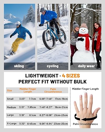 Miniatura 4 de GXCROR Guantes de invierno impermeables para hombres y mujeres, guantes térmicos Thinsulate 3M para pantalla táctil para esquí, ciclismo, pala de
