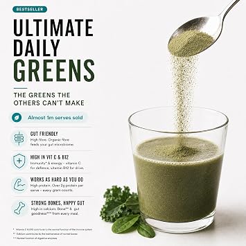 33Fuel Daily Greens Powder - UPF-Free Premium Superfood & Fibre Blend for Gut Health with only Natural Ingredients, Daily Greens Super Blend, Vegan, Handmade in the UK – Original