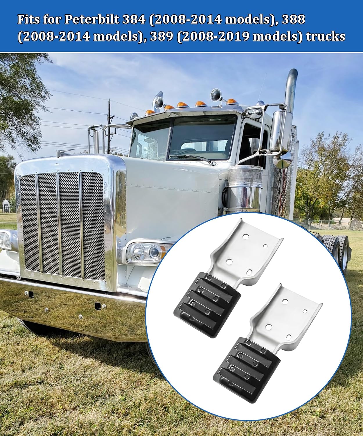 2PCS Upper Hood Guide Bracket Fits For Peterbilt 384 2008-2014, Peterbilt 388 2008-2014, and Peterbilt 389 2008-2019，Replace L11-6133 MPB75133 L116133（Left & Right Side）