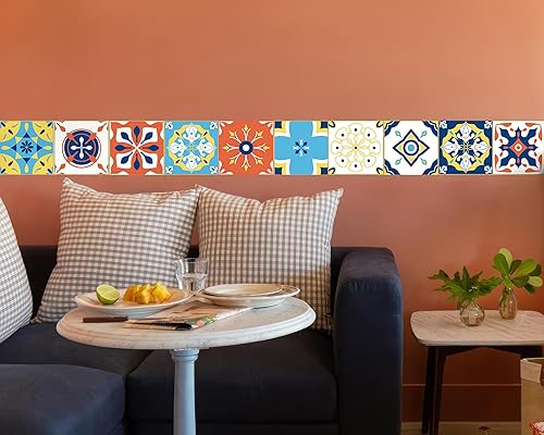 Vista 223 de FLFK Calcomanías de pared para despegar y pegar, para habitación de los niños, calcomanías de peces bajo el mar, 4 x 240 pulgadas (azul)