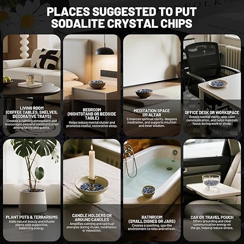 Miniatura 4 de Chips de cristal de cuarzo de sodalita natural triturado de 1.1 libras, chips de cristales curativos de sodalita a granel, piedras preciosas