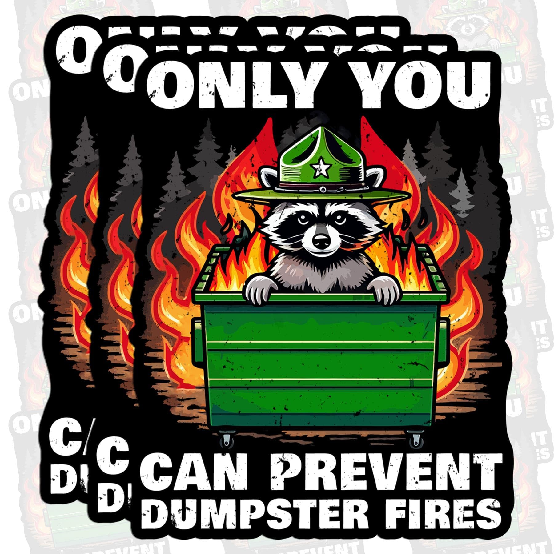 Pack 3PCS 2 Inches - Only You Can Prevent Dumpster Fire Sticker Response Team Stickers Funny Raccoon Meme Waterproof Vinyl Decal for Water Bottle,