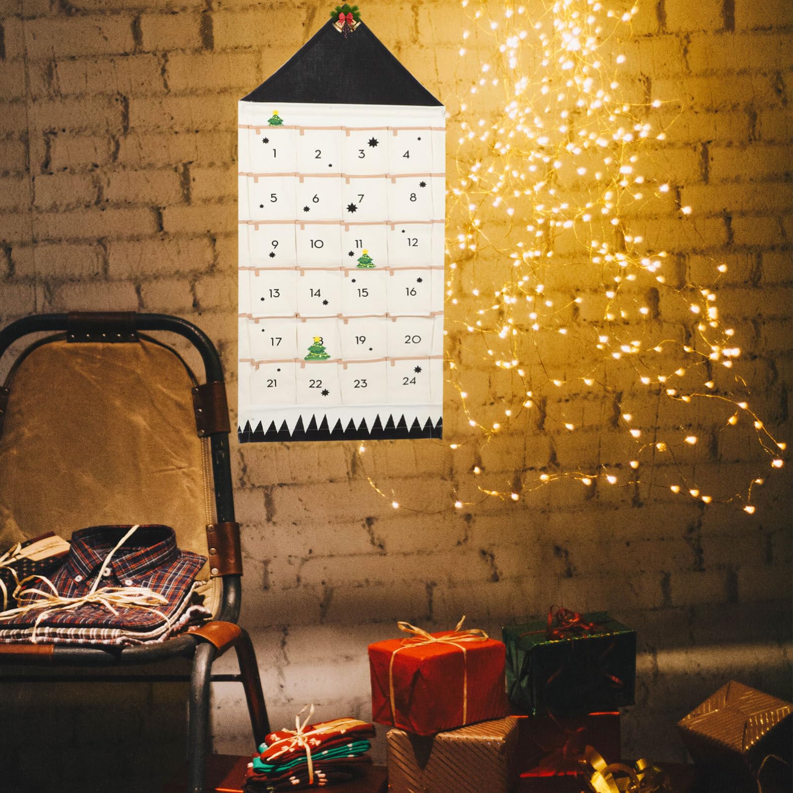 VICASKY 2piezas Bolsa De Almacenamiento Colgante De Navidad Bolsillos Organizador Multifuncional Para Pared Decoración De Adviento Para Adultos Para Mantener Orden Adornos y Pequeños