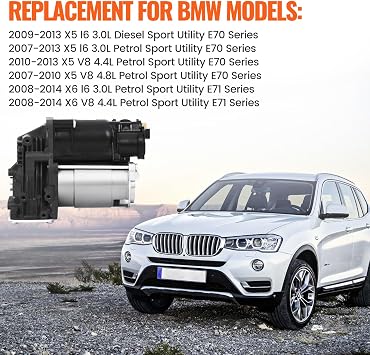 37206859714 Air Suspension Compressor Pump Compatible with B-MW E70 X5 2007-2013, E71 X6 2008-2014, Sport Utility,Air Ride Compressor Pump 37206789938