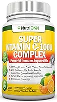 Vista 1 de Complejo de súper vitamina C – 1695 mg – 180 tabletas – Con 530 mg de bioflavonoides cítricos naturales, escaramujos, rutina, quercetina