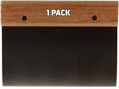 [1 PACK] Stainless Steel Dough Scraper with Wooden Handle - Dough Chopper, Heavy Duty Multi Purpose - Perfect for Nuts, Herbs, Pastry, Pizza Dough, Baking and More!