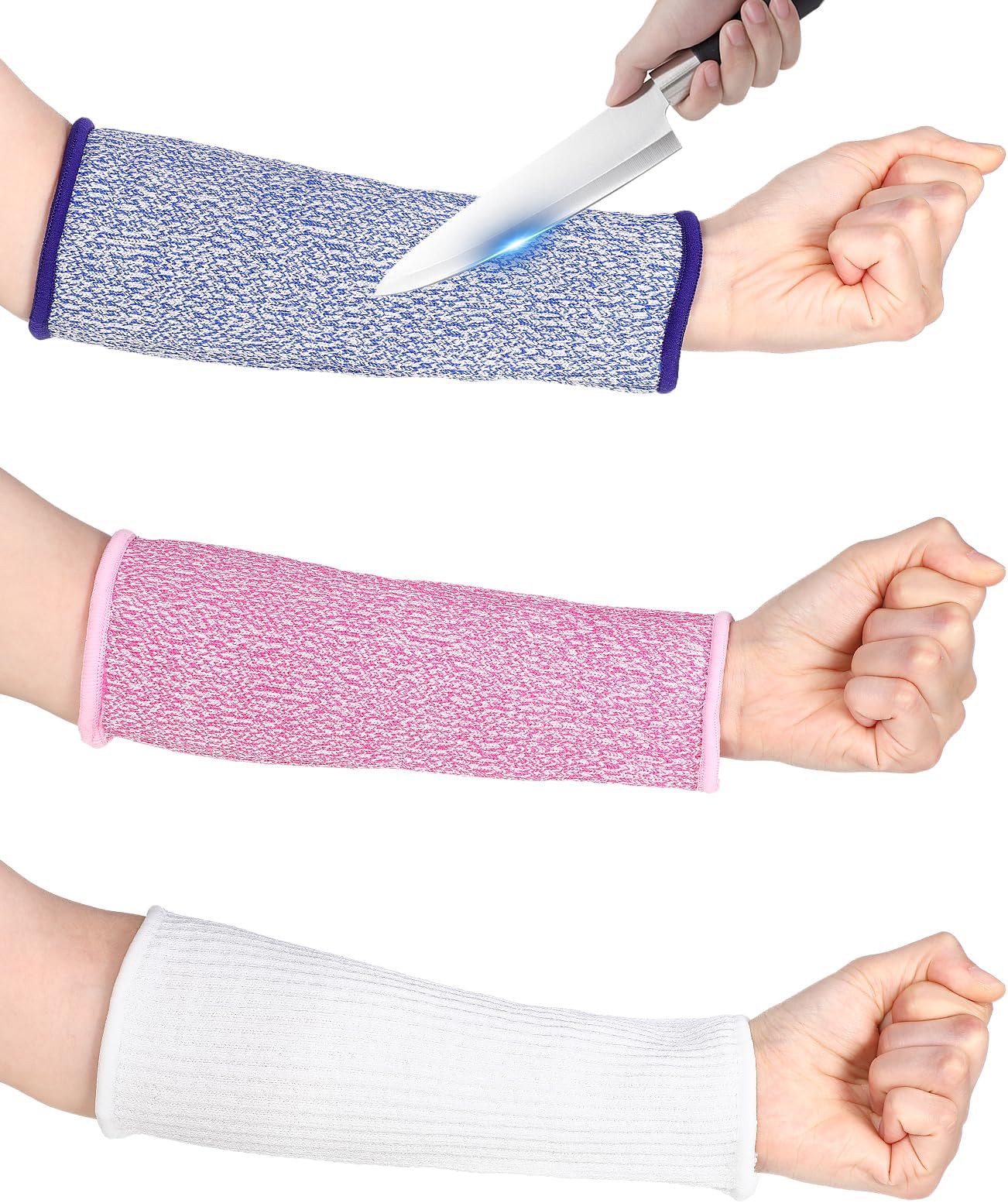 Lusofie3Pairs Cut Resistant Sleeve Arm Protection Sleeves Protection Safety Protective Sleeves for Forearm Skin Bruising