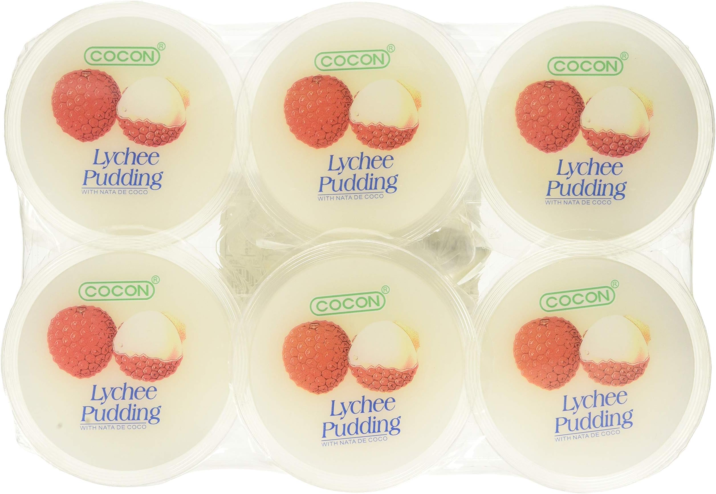 Cocon Lychee Flavour Nata Pudding, 480 g- pack of 6