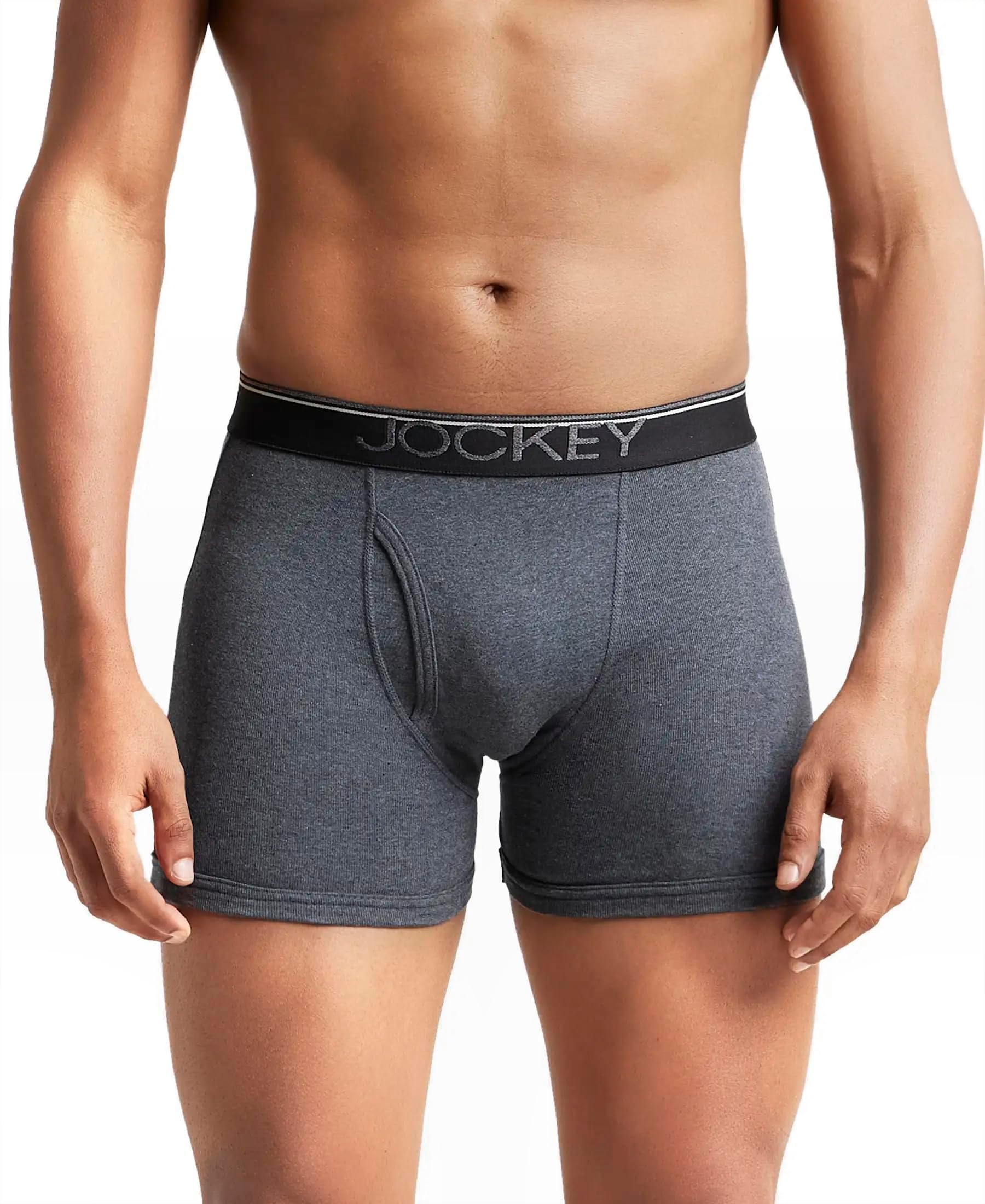 Jockey 8009 Men's Super Combed Cotton Rib Solid Boxer Brief with Ultrasoft Waistband