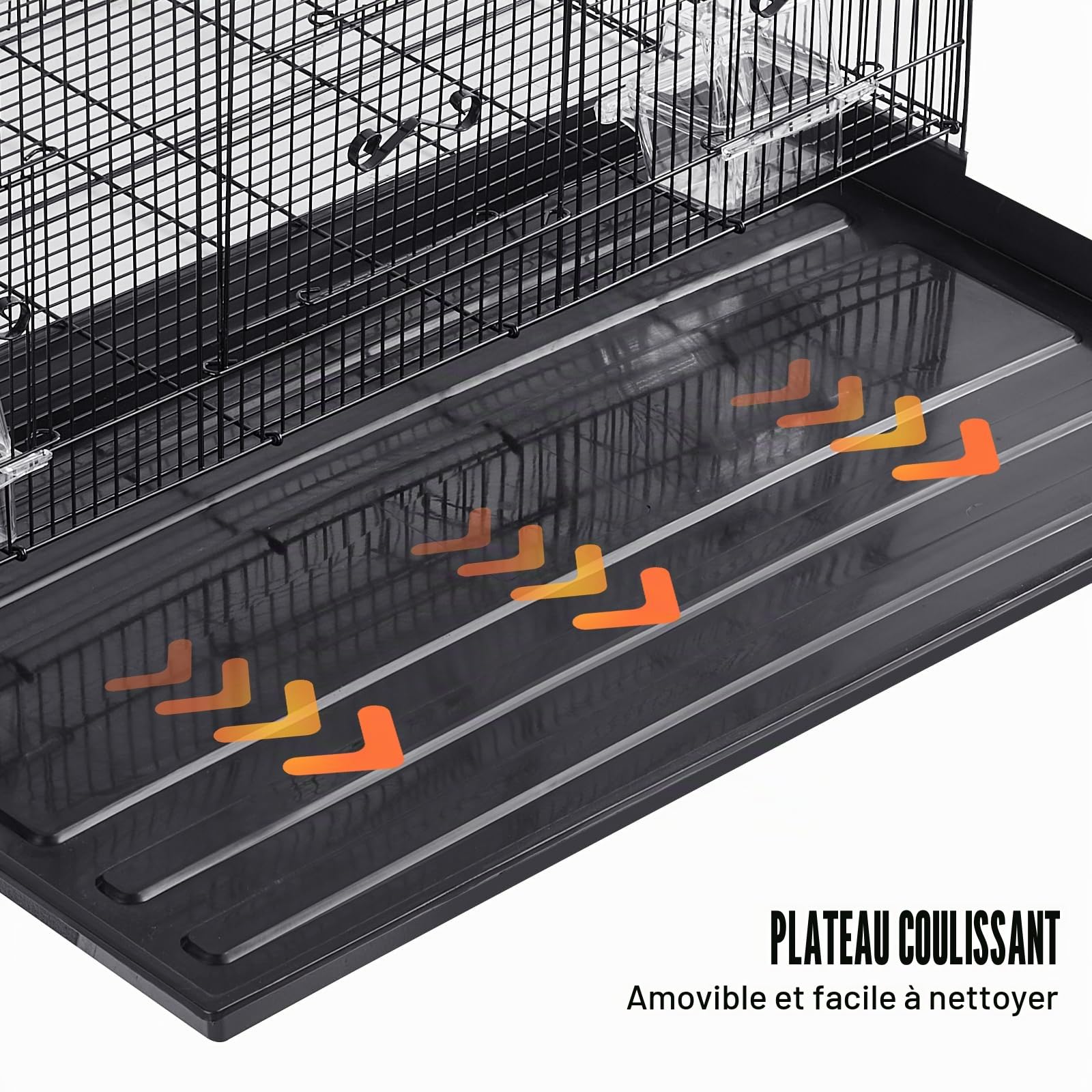 VEVOR Cage à Oiseau 76x46x45,5 cm Métal Portable Poignée Latérale Porte Sécurisée Plateau Détachable Perchoirs Mangeoires pour Perruches Calopsittes Perroquets
