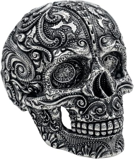 Day of the Dead Sugar Skull Ring 925 Sterling Silver Gothic Signet for Men
