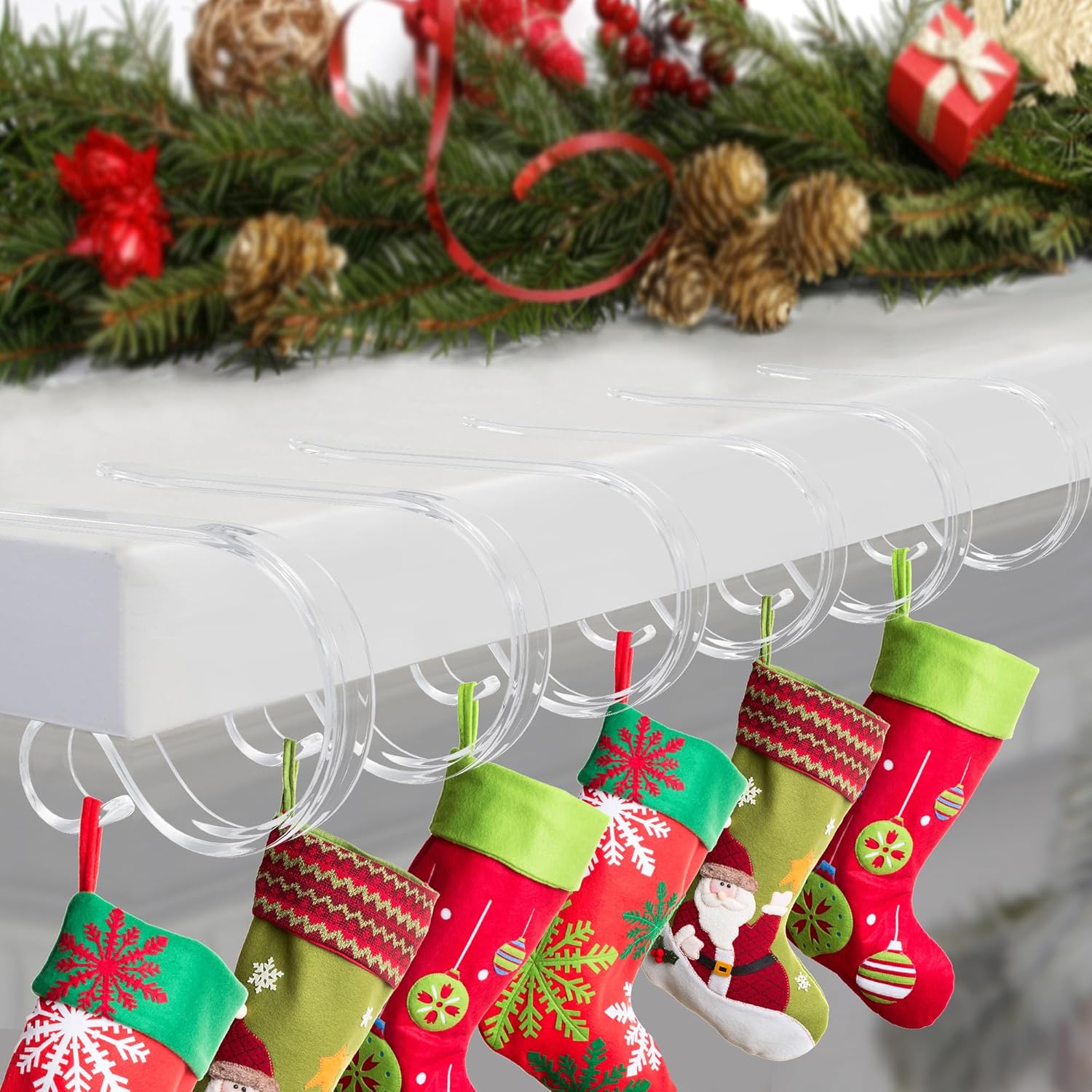 Christmas Stocking Holders for Mantle,6 Pack Adjustable