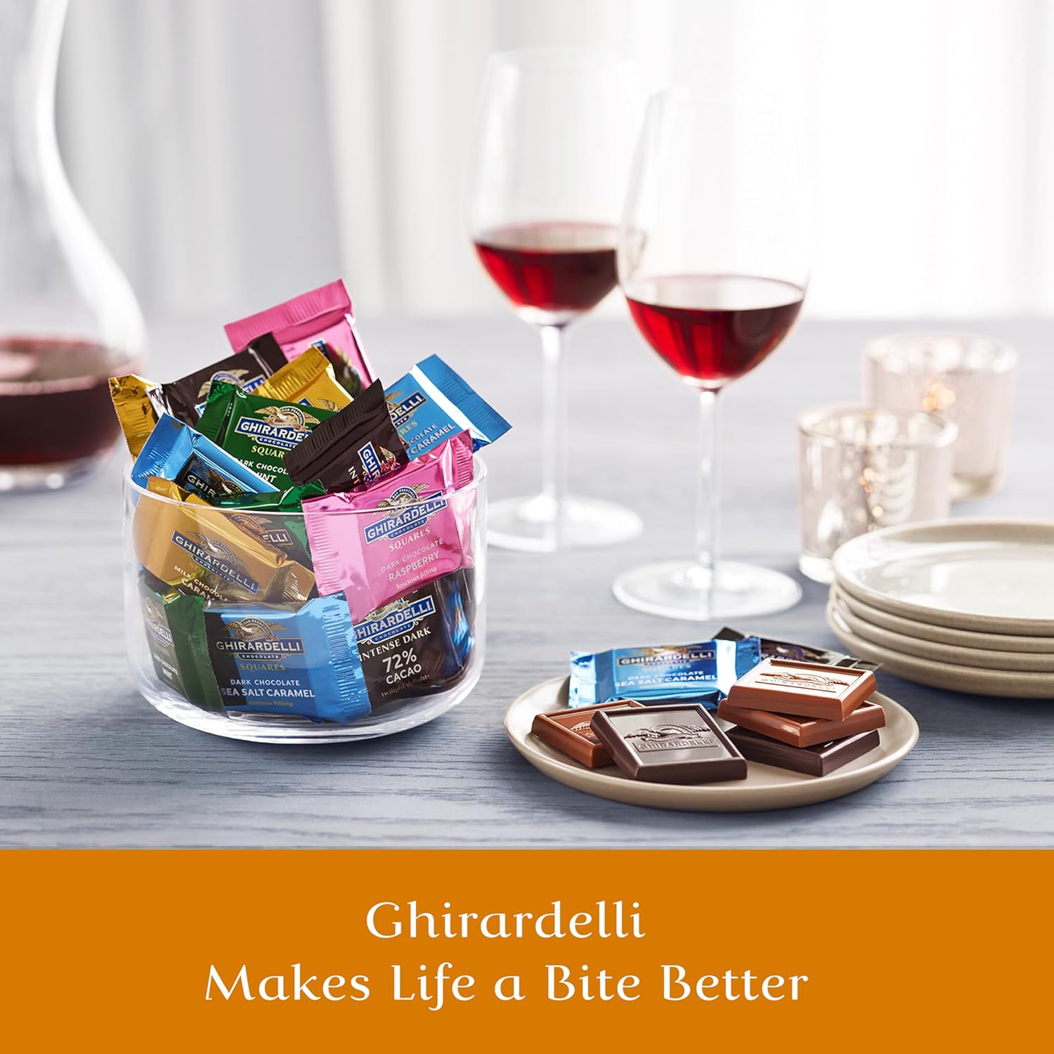 GHIRARDELLI Dark Chocolate Sea Salt Caramel SQUARES Case Pack (430 ct) Premium Dark Chocolate with Luscious Caramel and Sea Salt