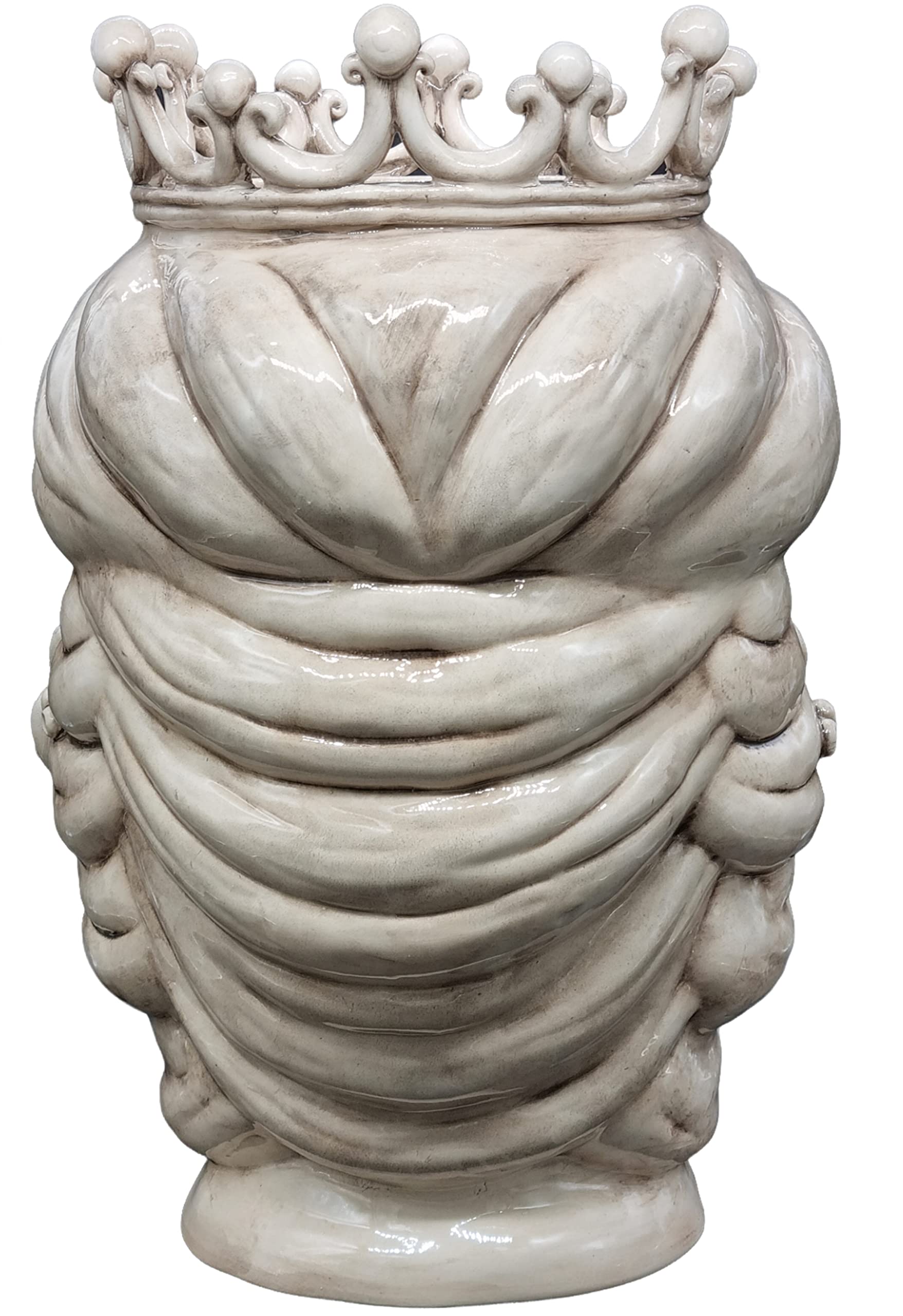 sicilia bedda - TESTE DI MORO IN CERAMICA DI CALTAGIRONE - Realizzate a Mano - Altezza 43 Centimetri - Alta qualità Siciliana (Testa di Moro Donna Fumè)