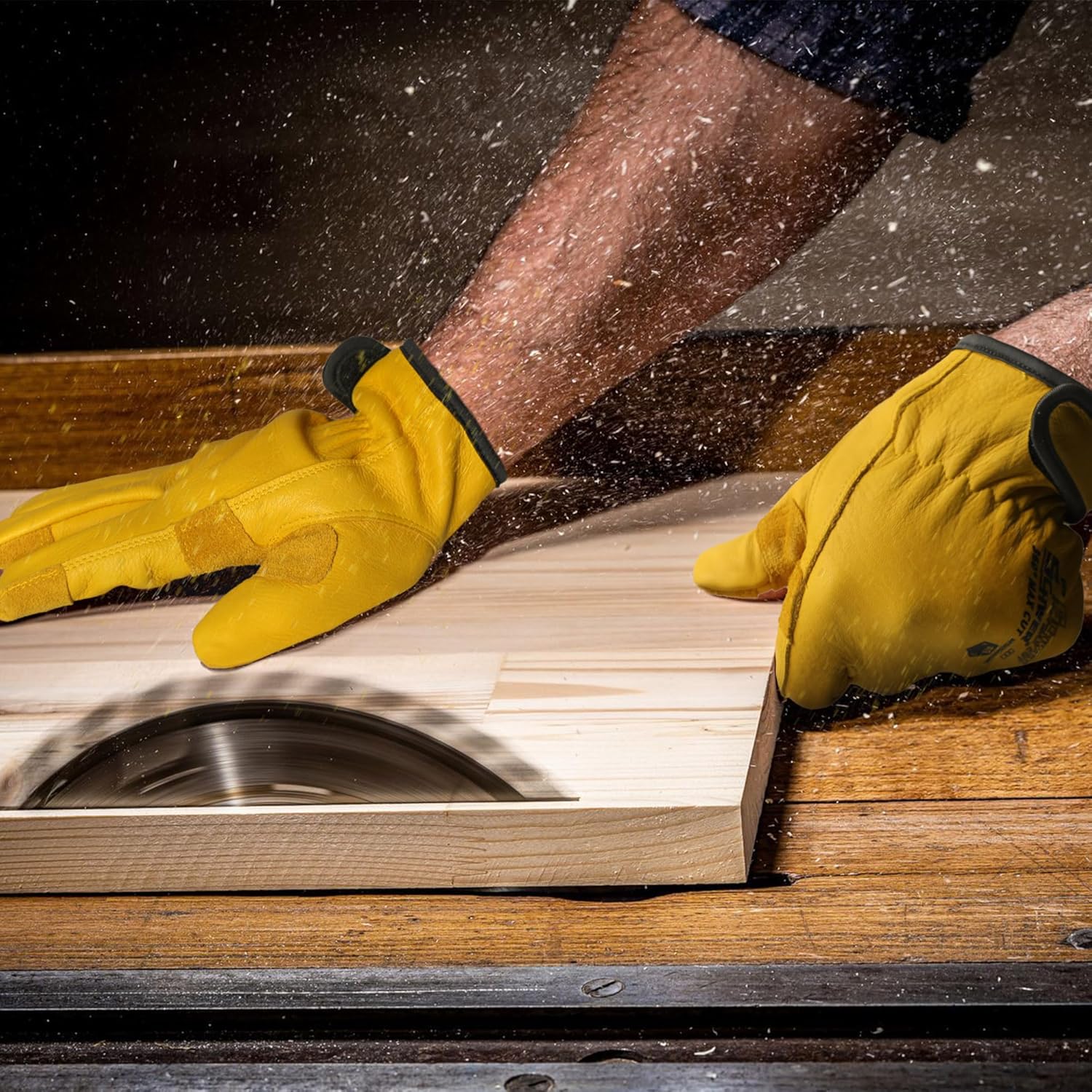 Schwer ANSI A9 Cut Resistant Leather Work Gloves, PM3401 Cut Proof Gloves, Reinforced Fingertips & Palm Cowhide Work Gloves for Construction, Metalwork, Woodworking & Outdoor Gardening Work, L - Image 8