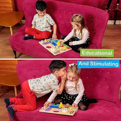 Miniatura 7 de Tabla de actividades para niños pequeños  Montessori Busy Board para 1, 2, 3, 4, 5 y hasta 8 años, libro de tablero sensorial de madera, juguete