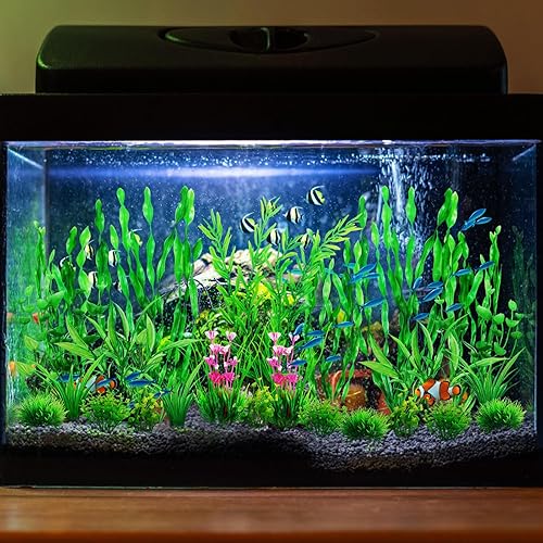 Miniatura 5 de QUOZUO Plantas de acuario decorativas para peceras verdes, 25 piezas de decoración de peceras, accesorios de pecera, plantas artificiales de