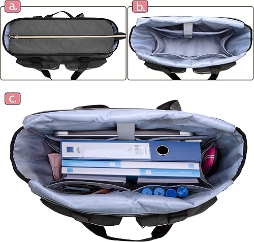 Miniatura 2 de Damero Bolsa para profesores, bolsa de mano para profesores con cremallera superior y funda acolchada para laptop de hasta 15.6 pulgadas para