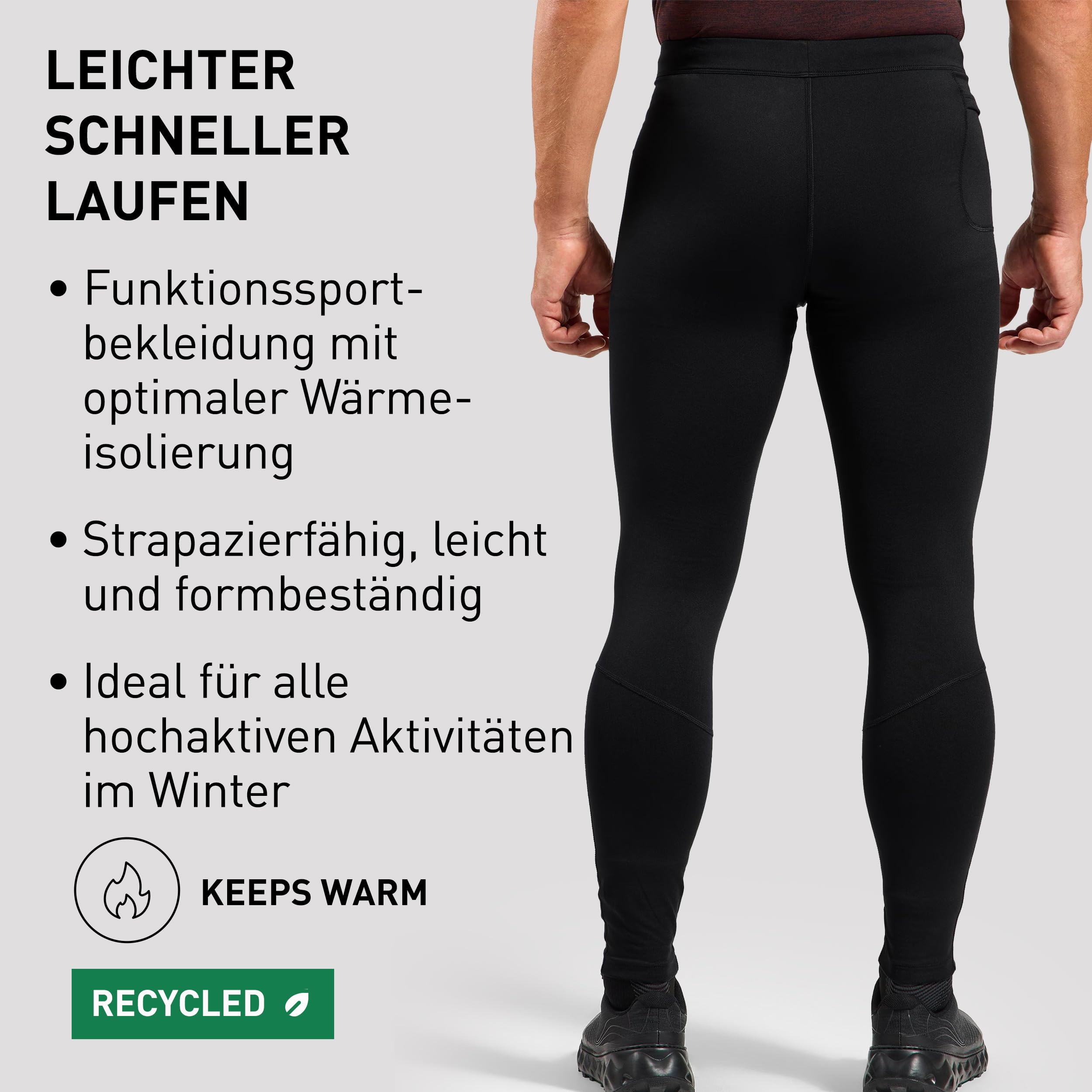 Odlo Laufhose Herren Lang Essential Warm I Sporthose Winter I Lauftights