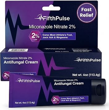 FifthPulse Miconazole Antifungal Cream, 4oz - Anti Fungal Cream for Skin that Aids with Redness, Scaling, Itching, Discomfort, and More - for Athletes Foot, Ringworm, and Jock Itch